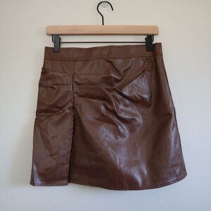 Micas Brown Faux Leather Skirt Size Medium